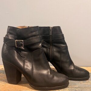 Frye Black Patty Buckle Heeled Boot 9